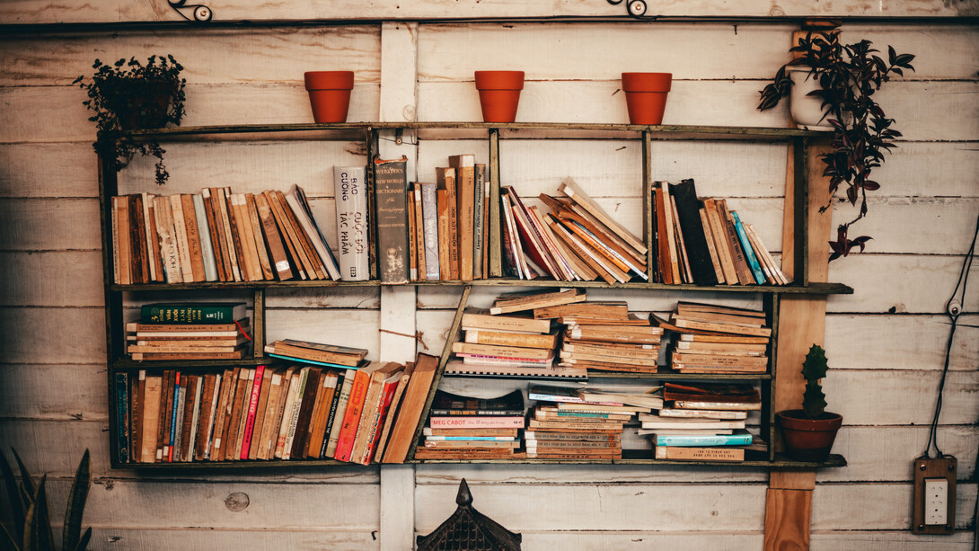 Estantería con libros, una de las principales fuentes de fundamento en documentos escritos