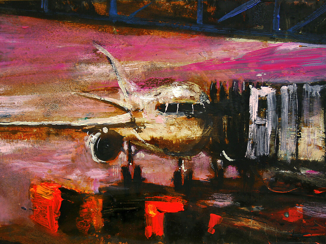 Alessandro Busci aereo_fucsia, 2012 smalto su ferro enamel on iron 20x30 cm