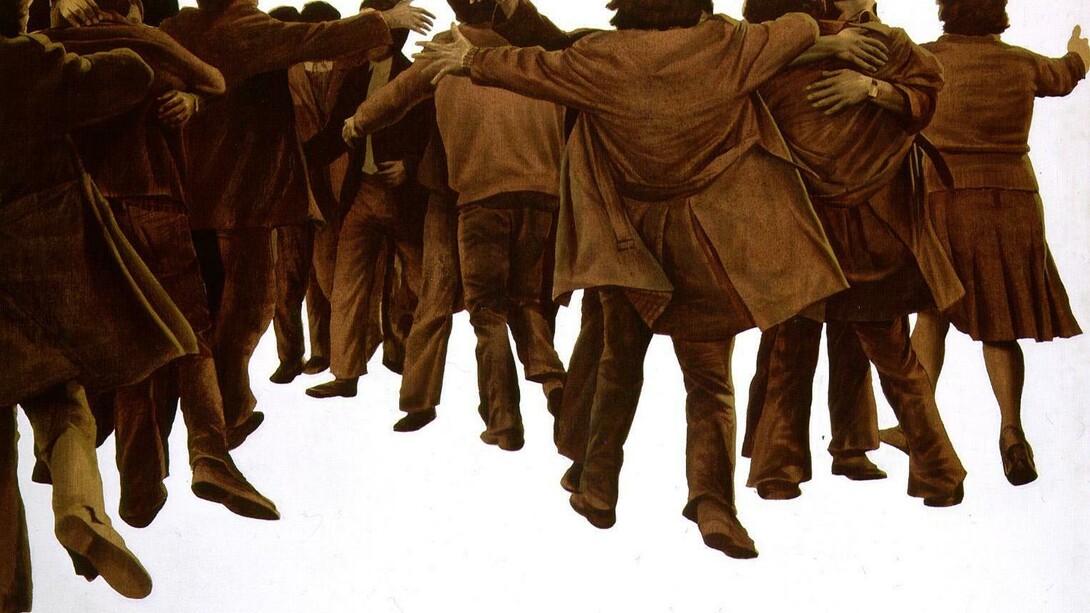 «El abrazo» (1976) de Juan Genovés se convirtió en un emblema de la Transición española