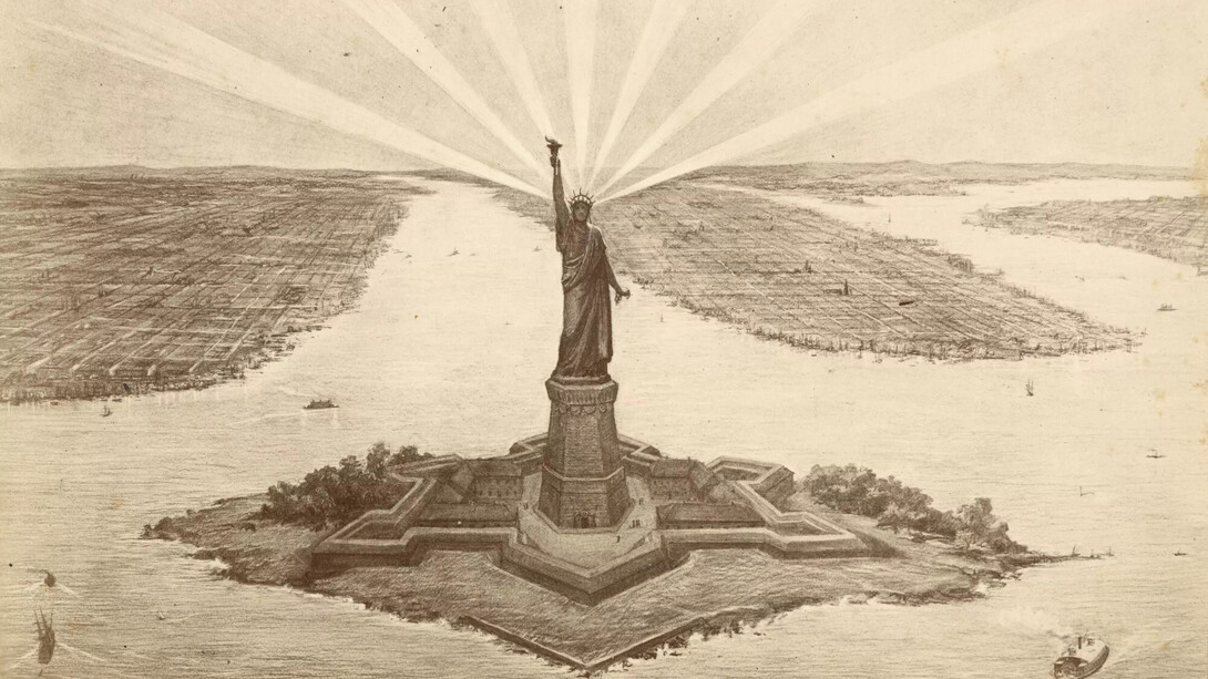 Pierre Petit, según Auguste Bartholdi, La Estatua de la Libertad en el puerto de Nueva York (detalle), 1875. Cortesía del Museo de Orsay