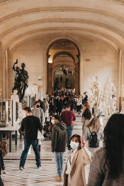 People inside museum