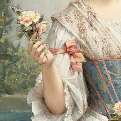 Léon François Comerre, La Marchande De Fleurs, particolare, 1850 ca