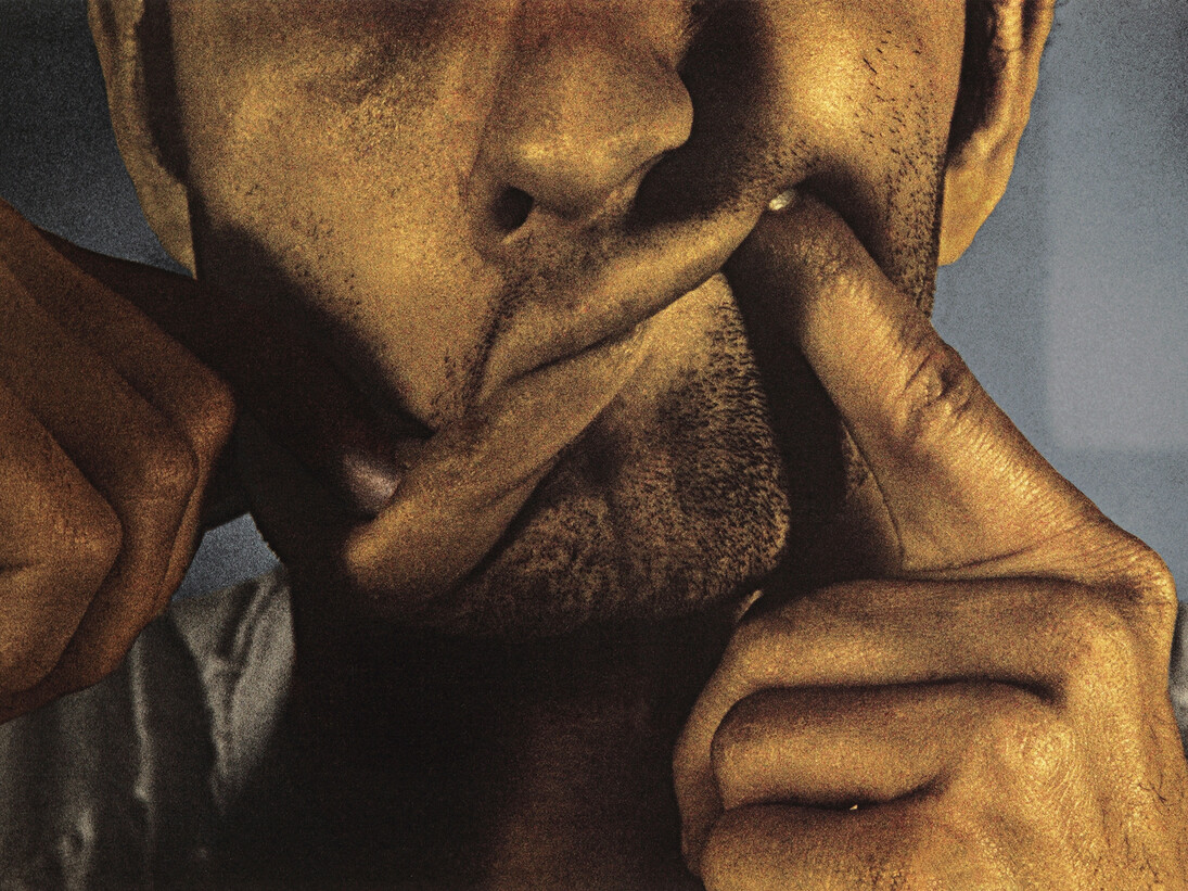 Bruce Nauman, Cockeye Lips from Infrared Outtakes (detail), Epson Ultra Chrome K3 ink-jet prints, 2006. Signed in pencil and numbered from the edition of 60 verso. Published by Gemini G.E.L., Los Angeles. 50.8 × 71.1 cm
