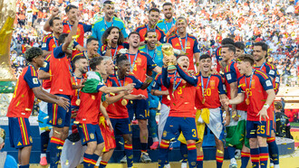 Les champions du monde espagnols lors de la finale de la Coupe du monde de la FIFA 2026 entre l’Argentine et l’Espagne, le 19 juillet 2026. Photo de Bryan Berlin