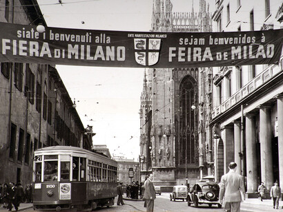 Striscione pubblicitario della Fiera 1952. Courtesy of Palazzo Morando