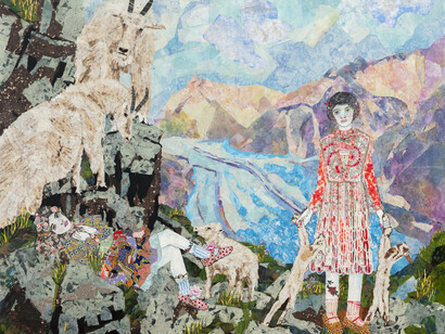 Maria Berrio. In a Time of Drought (2016), collage w/ Japanese paper on canvas, 60” x 72”