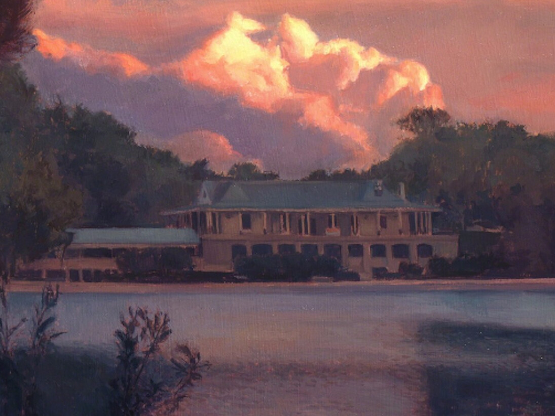 Raymond Bonilla, Sunset Over the Casino, 2016. Courtesy of Benjaman Gallery