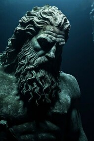View of archeological Heracles underwater statue ruins