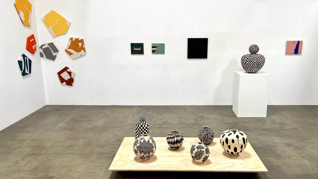 Installation view of Imperfect Geometry, 2023, Craig Krull Gallery. Courtesy of the artists and Craig Krull Gallery