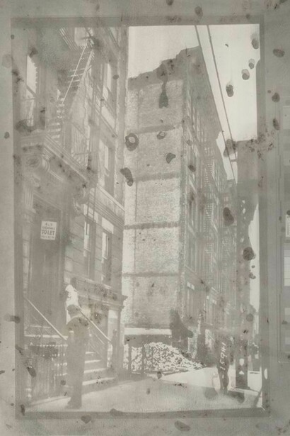 Matthew Brandt, From the series Dust, Tenement row; demolition site, 1936, 2014, Gum Bichromate Print made with dust swept from 6th Street and Avenue B Community Garden, NE Section, Unique © Matthew Brandt, Courtesy Yossi Milo Gallery, New York