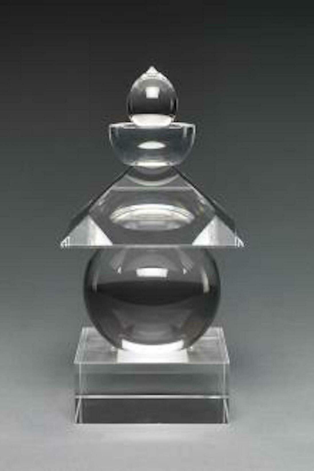 Hiroshi Sugimoto, Japanese, born Tokyo, 1948 
Five Elements: Sea of Japan, Hokkaido, 1986 Japan, Heisei period (1989–present), 2011 , Optical-quality glass with black-and-white film
H. 6 in. (15.2 cm); W. 3 in. (7.6 cm); D. 3 in. (7.6  cm). The Metropolitan Museum of Art, Gift of Sylvan Barnet and William Burto, in honor of John T. Carpenter, 2012