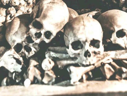 A stack of skulls representing loss and death