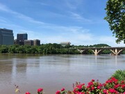 A view of Georgetown and the Potomac River on a sunny day. Photo by Jamie Edwards