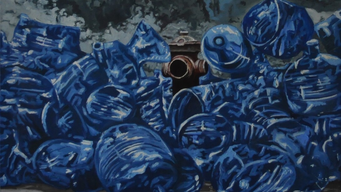 Andrea Di Marco, Red Icon Pump, 2005. Olio su tela, 60x45 cm. Courtesy of Galleria Giovanni Bonelli 