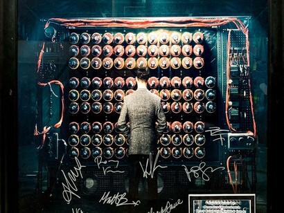 The movie poster for the acclaimed film The Imitation Game (2014) starring Benedict Cumberbatch and Keira Knightley