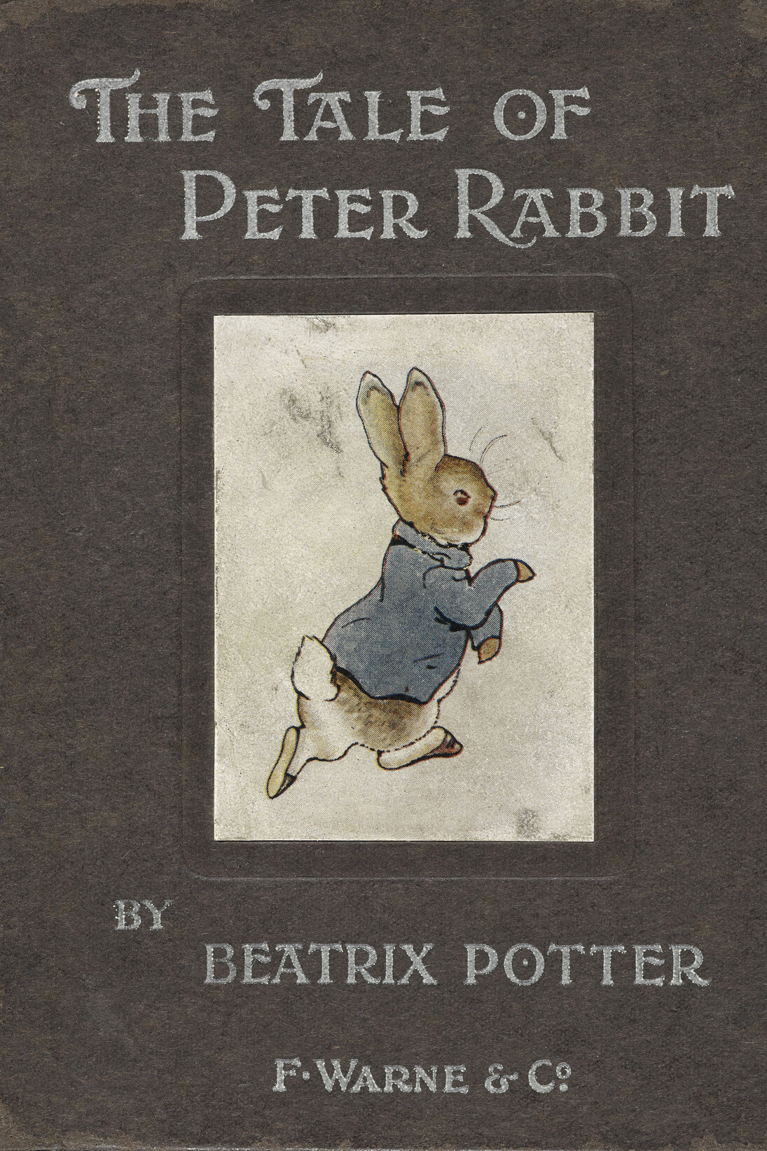 The cover of Beatrix Potter's 1902 edition of The Tale of Peter Rabbit on display in Animal Tales at the British Library