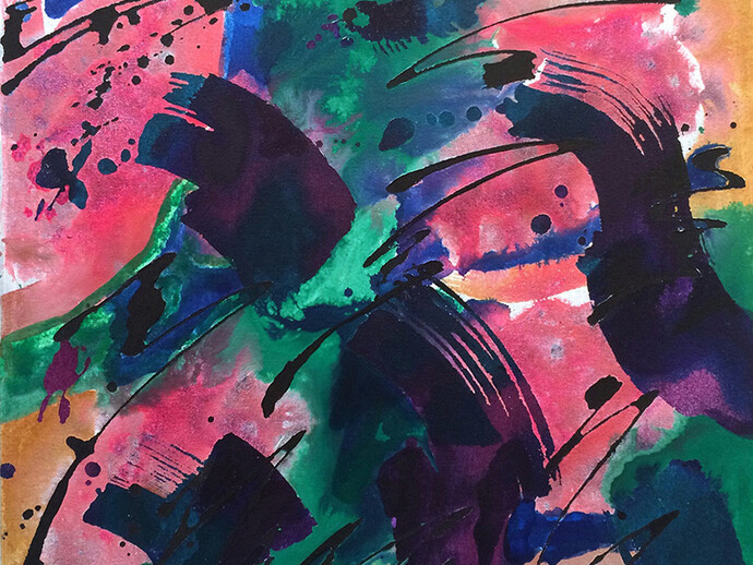 Andrea Bergart, Drip Dry (detail), 2015, acrylic on canvas, 20 x 20 inches