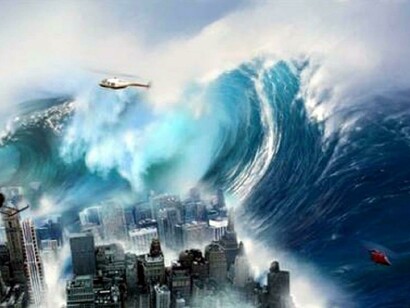 Un tsunami cubre una ciudad