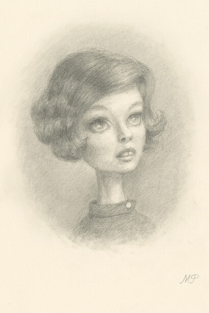 Marion Peck, Lady3, Graphite on paper, 25x20 cm, 10x8 Inch.