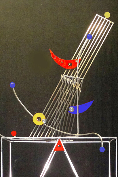 Flavio Confalonieri, Musa cartesiana, 2014, acciaio inox e smalti, 150x40x25 cm (particolare)
