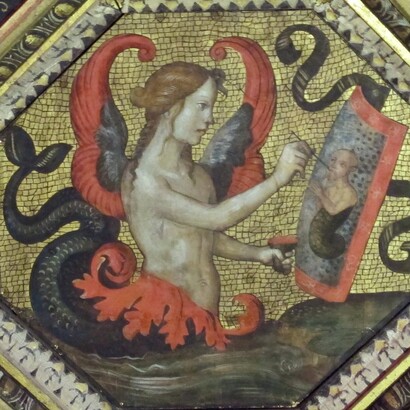 Pinturicchio, "Sirena che dipinge", dal "Soffitto dei Semidei", 1490 ca, Palazzo dei Penitenzieri, Roma