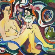 Susan Bee, Portrait of the Artist as a Young Pig, 1983, 50” x 60", oil on linen