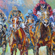 Liam O’Neill, Heading for the Straight, 48 x 48 inches