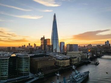 The Shard rising above London at sunrise, representing humanity’s faith in progress and control