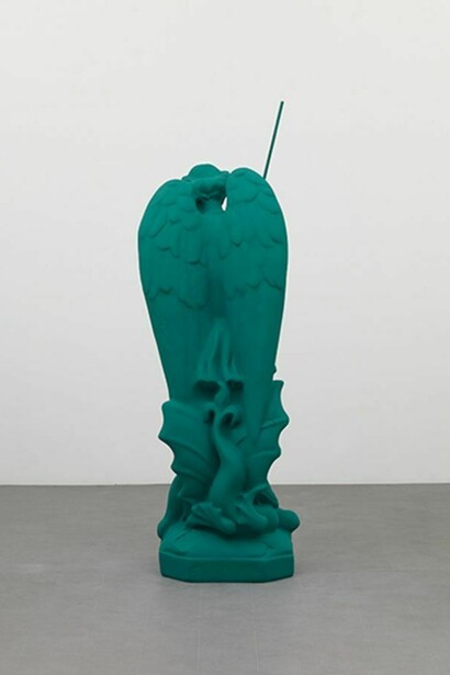 Katharina Fritsch, Heiligenfigur (St. Michael) / Figure of a Saint (St. Michael), 2008, Polyester, paint, 66 1/2 x 26 x 22 1/2 inches; 169 x 66 x 57 cm