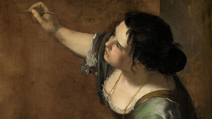 Artemisia Gentileschi; Autorretrato cómo alegoría de la pintura (detalle)