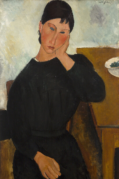 Amedeo Modigliani; Elvira apoyada en la mesa, 1918
