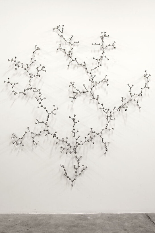 Loris Cecchini, Germination rates on four poles, 2015, Stainless steel 316, 200 x 230 x 25 cm / 78.7 x 90.6 x 9.8 in