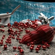 Giuliana Cunéaz, Matter waves chrome, 2014, Animazione 3D, stampa digitale su cotone, 110 x 62 cm