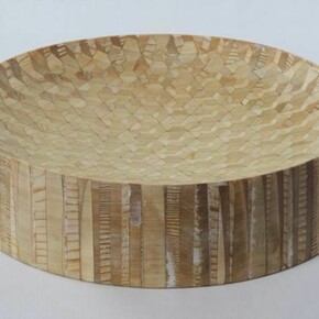 Philippe Malouin, Extrusion bowl, 30cm (d) x 8cm (h), Object: Extrusion bowls, stool, high tray, and table, 5 various objects in a limited edition of 12 + 2 P, Material: Hand crafted maple and oak, Carwan commission, produced in Lebanon