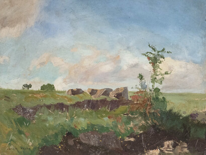 Odilon Redon, Les Landes, c.1875, oil on paper laid down on board. Courtesy of Jill Newhouse Gallery