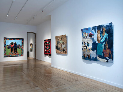Various artists, Masters of the stitch: threaded stories, exhibition view. Courtesy of Claire Oliver Gallery