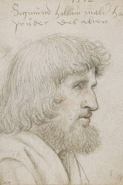 Hans Holbein the Elder, Portrait of the artist’s brother Sigmund, 1512, silverpoint, with black and red chalk, heightened with white bodycolour; on white prepared paper, 129 x 96mm © The Trustees of the British Museum