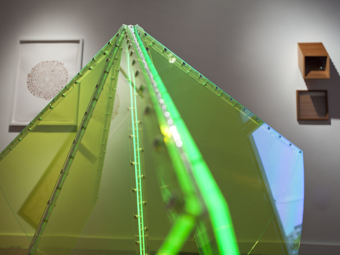 Marta Chilindron. Fluor circle, 2010. Acrylic and plastic hinges, 70” diameter when opened.