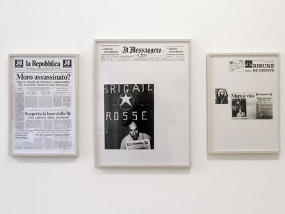 April 19, 20, 21, 1978, from the “Modern History” series, 1978 (detail). Three black-and-white prints, 22 x 16 in (55.8 x 40.6 cm) each, approximately