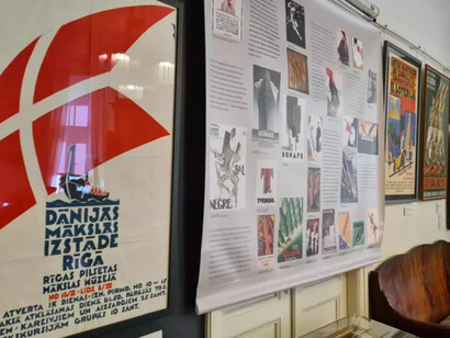 Modernist and art deco posters, exhibition view. Courtesy of Romans Suta and Aleksandra Beļcova Museum