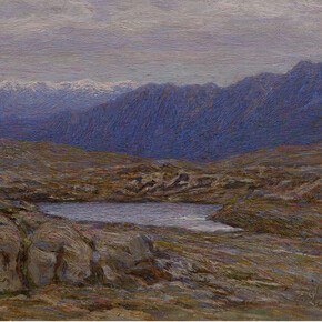 Emilio Longoni, Laghetto del Bernina, 1911 c., olio su tela fissata su cartone, 29 x 39 cm