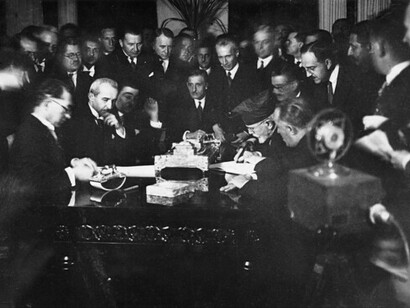 The signing of the Treaty of Lausanne