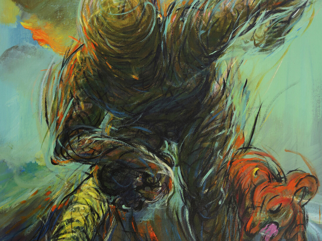 Jian Jun An, Run, Acrylic on Canvas, 38 x 24, detail, Fragmented Reality


