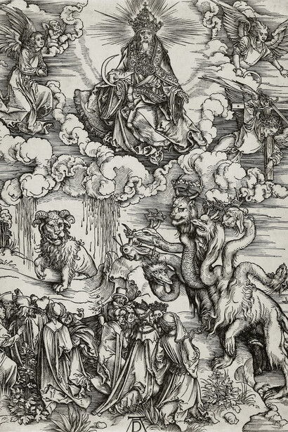 Albrecht Dürer, La bête aux cornes d'agneau, v. 1496–1497 gravure sur bois sur papier vergé, 38,8 × 27,9 cm. Musée des beaux-arts du Canada, Ottawa. Acheté en 1922. Photo : MBAC