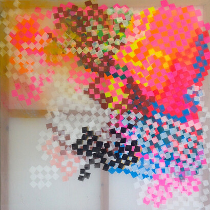 Lindsay Mapes, Transparency, 2015, Acrylic and oil paint on transparent silk fabric