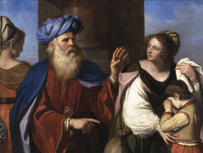 Guercino (Giovanni Francesco Barbieri), Abraham repudia a Agar e Ismael (detalle), 1657. Cortesía del Museo Thyssen-Bornemisza