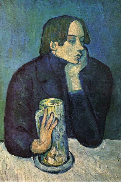 Pablo Picasso; El vaso de cerveza (Retrato del poeta Sabartes), 1901–02, Museo Pushkin, Moscú