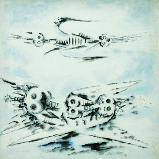 Wifredo Lam, Butinantes [Saque Adoras], [Les Saccageurs], 1945, Oil on canvas, 31 x 32 In. 78.8 x 81.3 Cm. Signed and dated Wifredo Lam lower right.