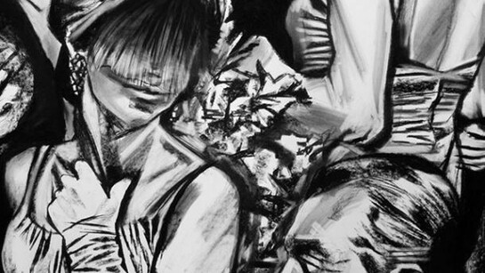 Anna Navasardian, Dinner (detail), Charcoal on Paper, 48 x 80 inches | 122 x 203 cm