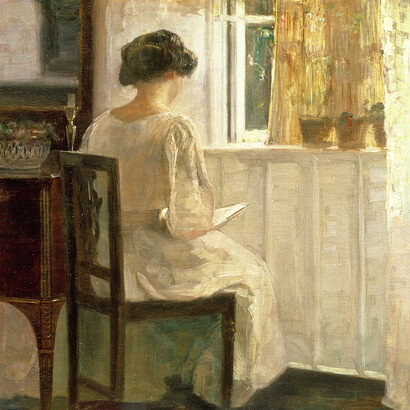 Carl Holsoe, Girl Reading in a Sunlit Room